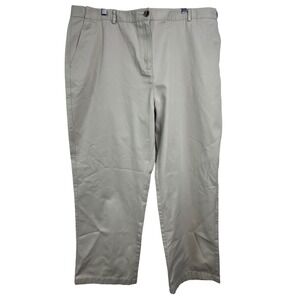 LL Bean Classic Fit Chino Pants Womens 20W Beige Cotton Blend Comfort Waist E21